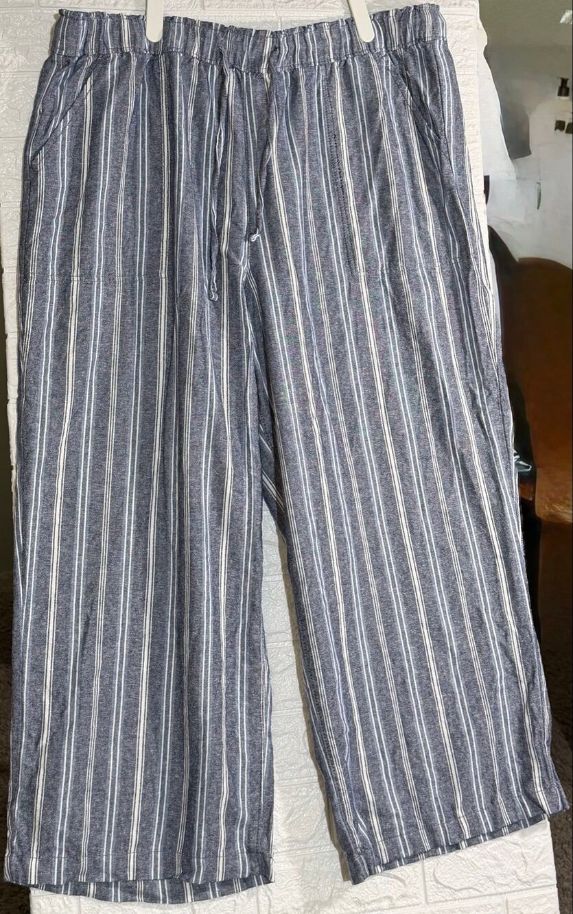 Sonoma Goods For Life Women’s Striped Linen Blend Pull-On Pants Size 1X
